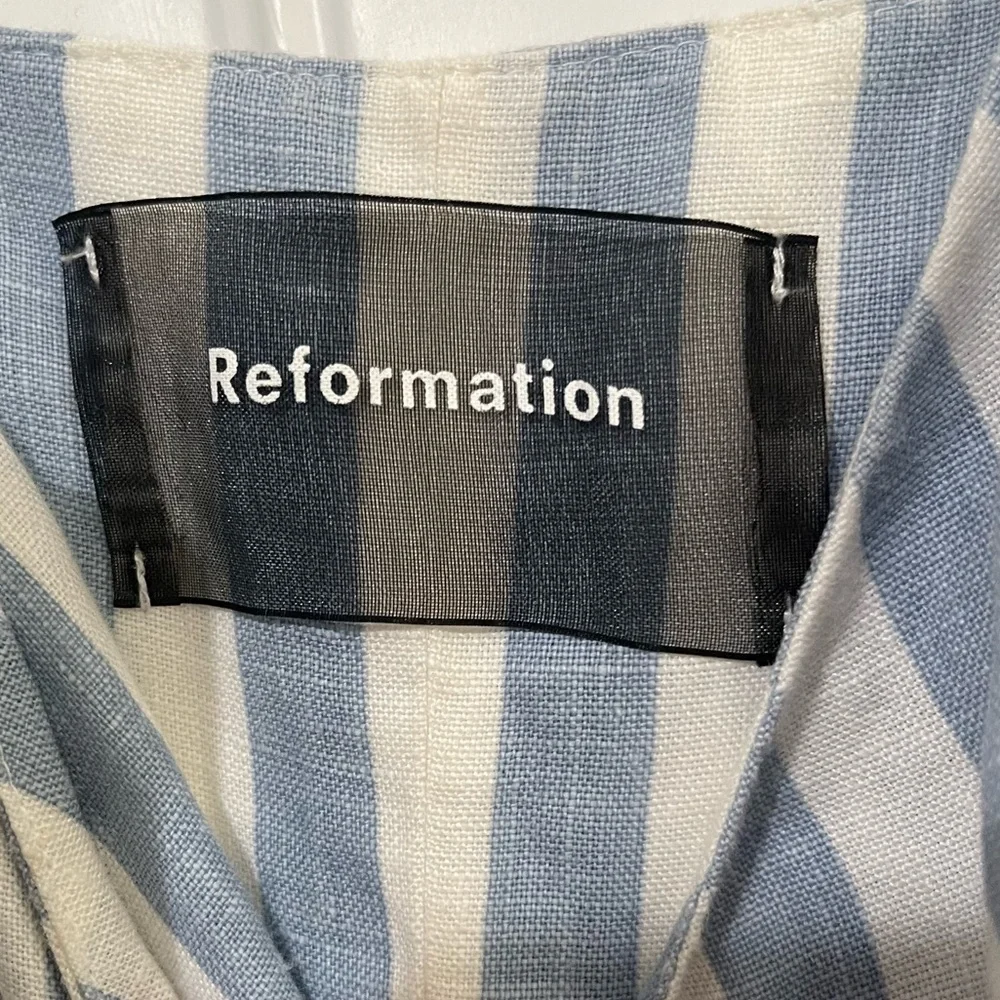 Reformation‎ Torta Striped Linen Jumpsuit Size 0